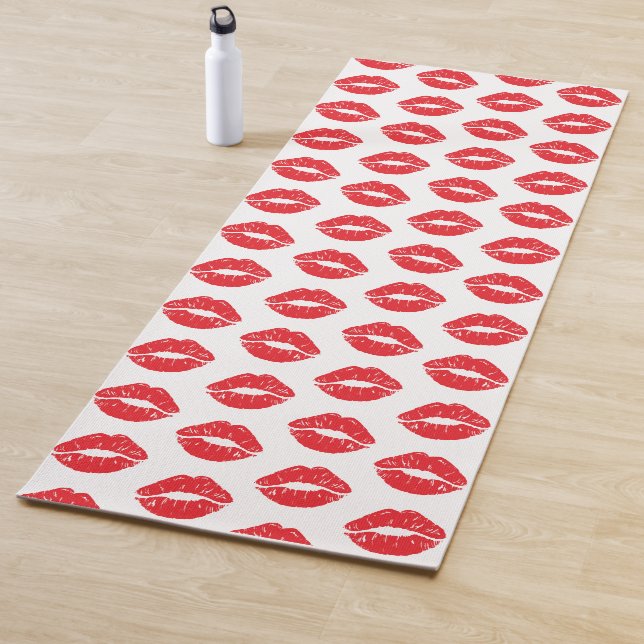 Red Lips, Red Lipstick, Kiss, Pattern Of Lips Yoga Mat (In Situ)