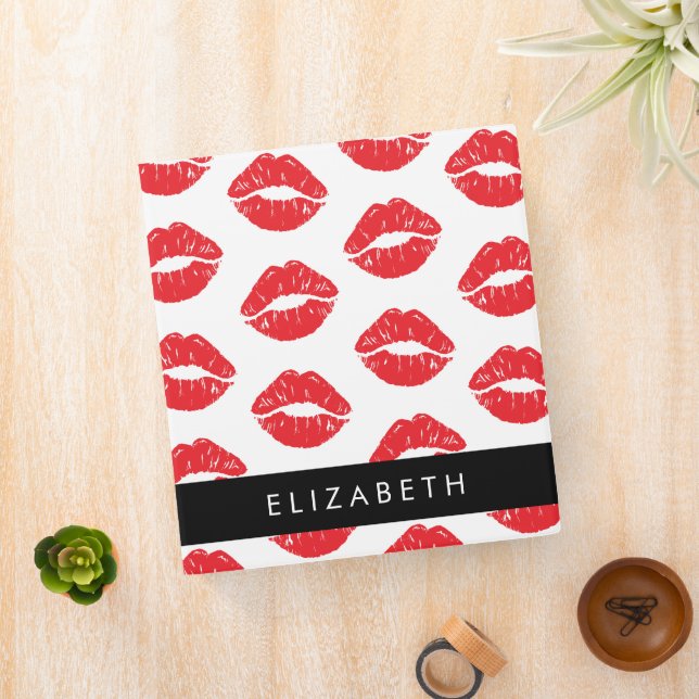 Red Lips, Red Lipstick, Pattern Of Lips, Your Name Binder (In Situ)