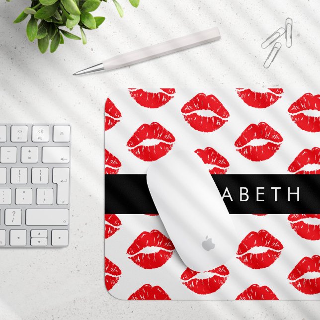Red Lips, Red Lipstick, Pattern Of Lips, Your Name Mouse Pad (Creator Uploaded)
