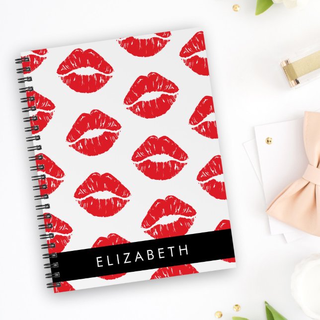 Red Lips, Red Lipstick, Pattern Of Lips, Your Name Notebook (Creator Uploaded)