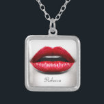 Red Lips Retro Beauty Stylish Monogram Name Silver Plated Necklace<br><div class="desc">Red Lips Retro Beauty Stylish Monogram Name - Unique and Personalized design for you.</div>