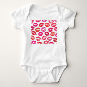 Red lips set, white background. baby bodysuit