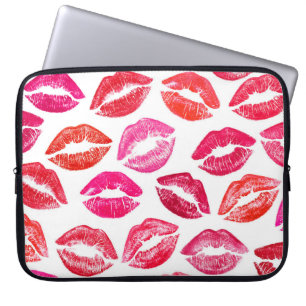 Red lips set, white background. laptop sleeve