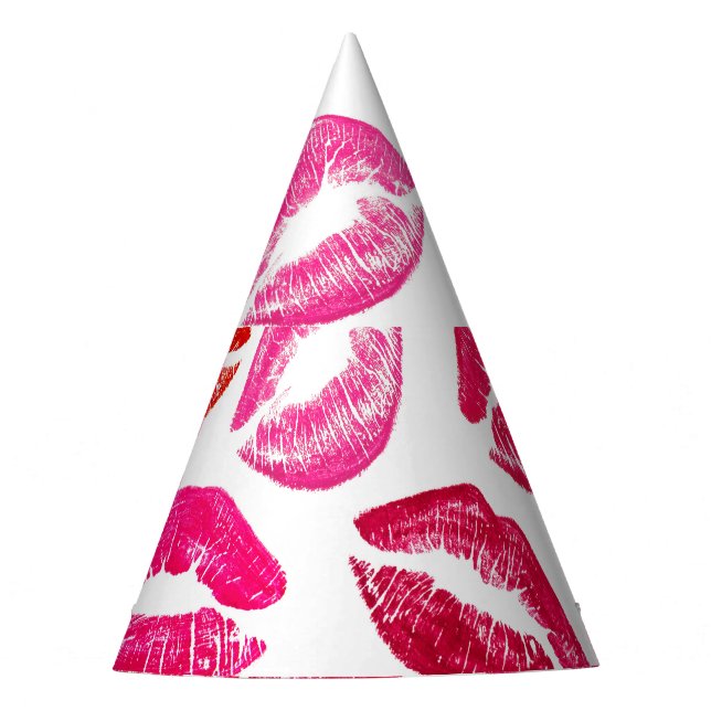 Red lips set, white background. party hat (Front)