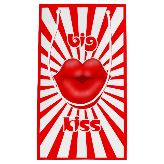 Red lips solar rays big kiss small gift bag (Front)
