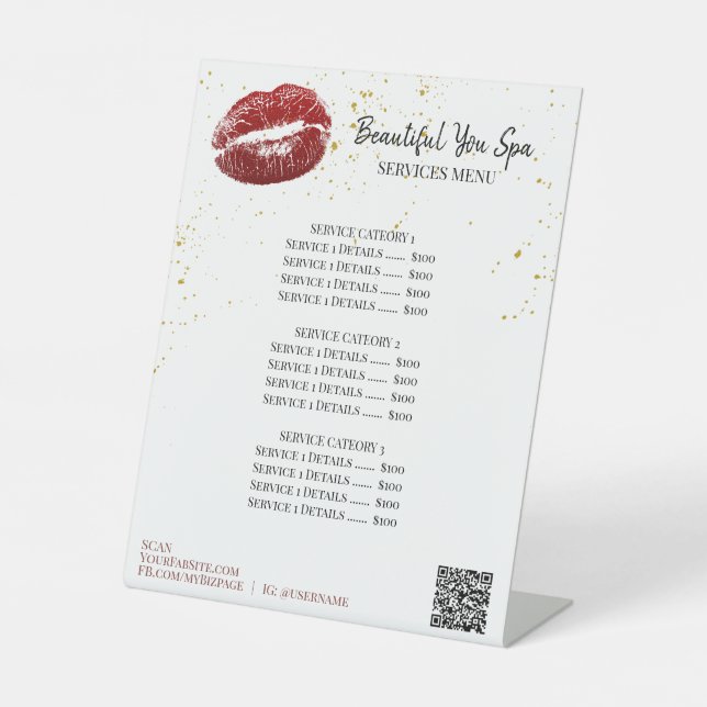*~* RED LIPS tabletop  Table Tent Pedestal Sign (Front)