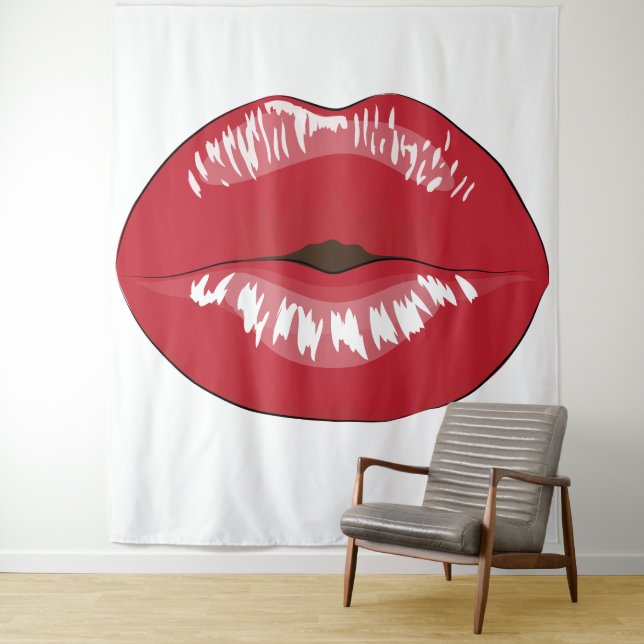 Red Lips Tapestry (In Situ)