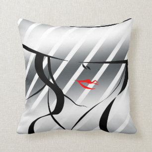 Red lips throw pillow