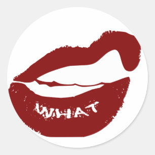 Red Lips What Grr grit teeth Classic Round Sticker