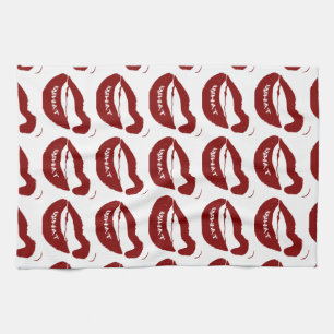 Red Lips What Grr grit teeth Kitchen Towel