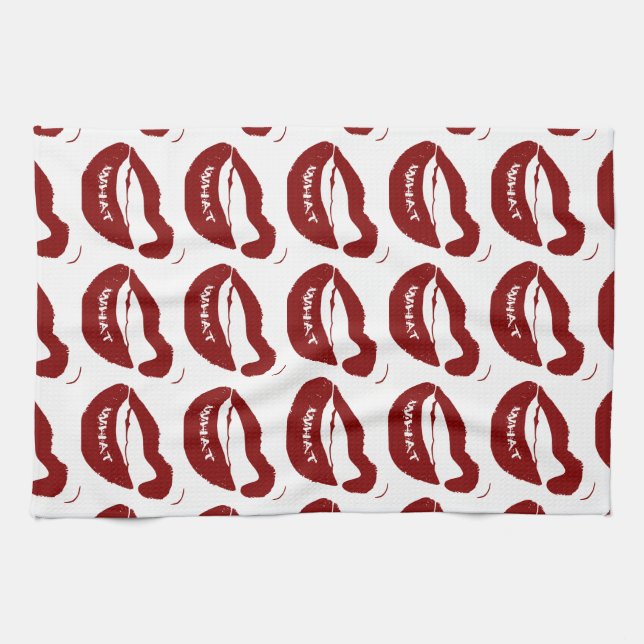 Red Lips What Grr grit teeth Kitchen Towel (Horizontal)