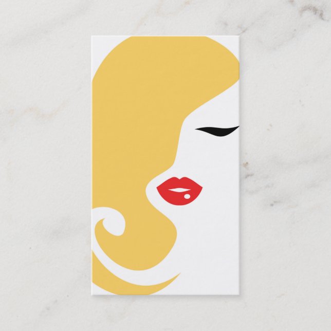 Red lips woman Makeup artist business card design (Front)