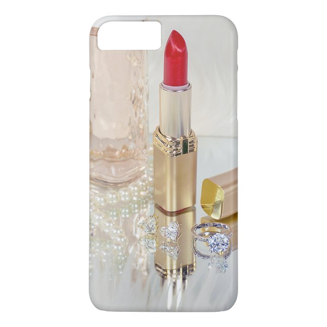 red lipstick and jewellery on mirror Case-Mate iPhone case (Back)