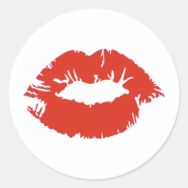 Red Lipstick Classic Round Sticker (Front)