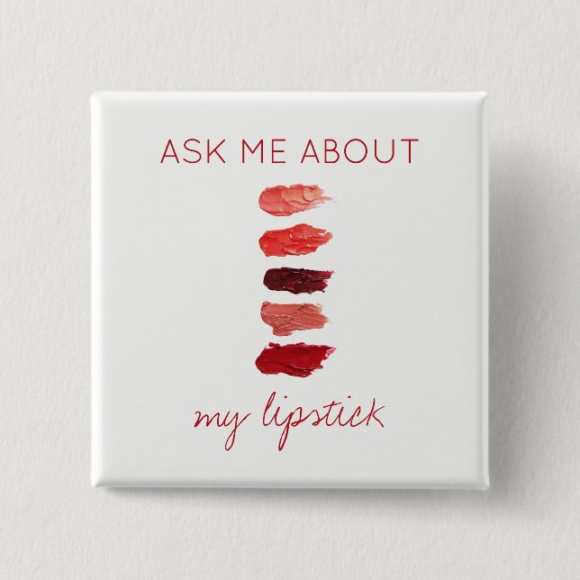 Red lipstick colours swatches ask me promotional 2 inch square button (Front)