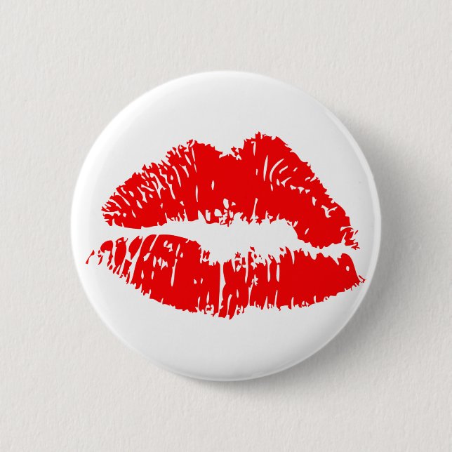 Red Lipstick Kiss Mark 2 Inch Round Button (Front)