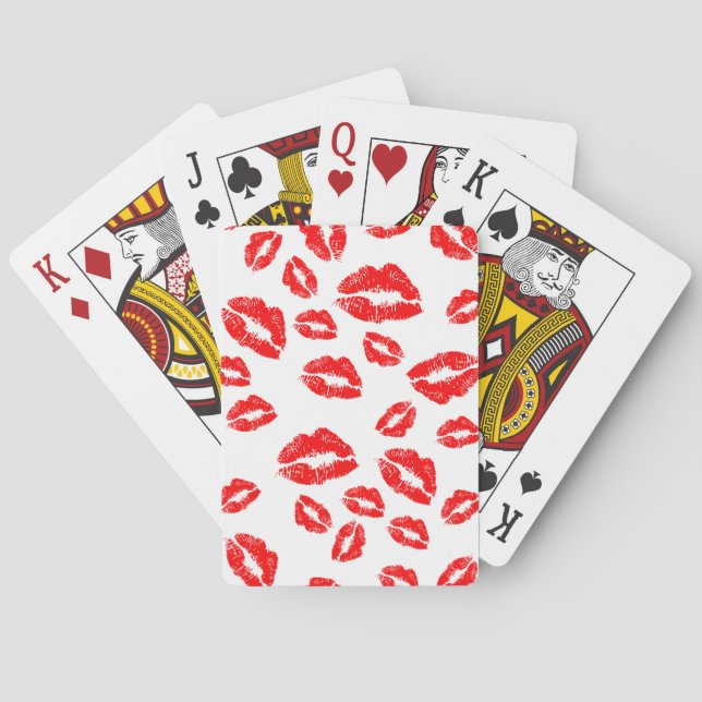 Red Lipstick Kiss Mark Playing Cards (Back)