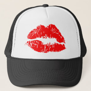 Red Lipstick Kiss Mark Trucker Hat