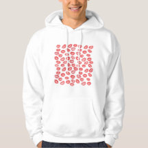 Red Lipstick Kiss Pattern Hoodie – Valentine’s Day