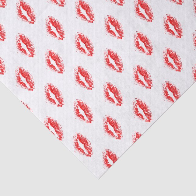Red Lipstick Kiss Pattern Tissue Paper (Detail)