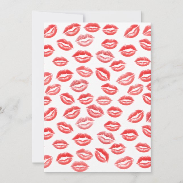 Red Lipstick Kiss Pattern Valentine’s Day Card (Front)