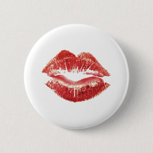 Red Lipstick Kiss Romantic St Valentines Day Gift 2 Inch Round Button