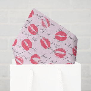 Red Lipstick Kisses Valentine's Day Tissue Paper