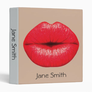 Red lipstick lips punk pop art student folder binder