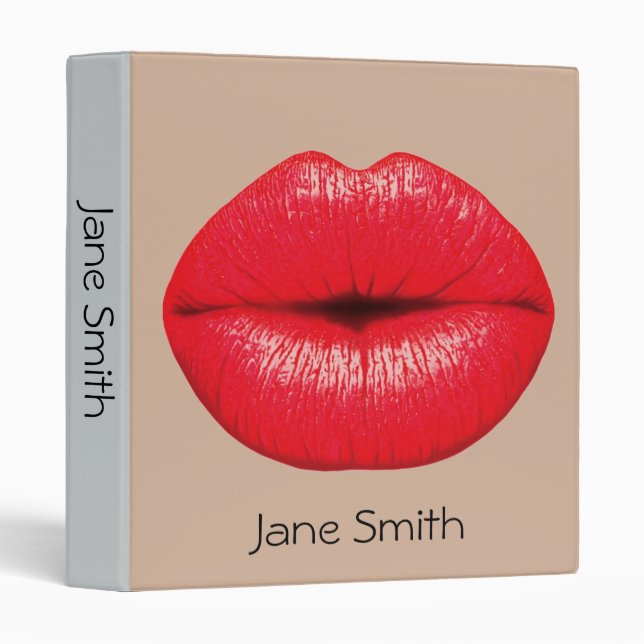 Red lipstick lips punk pop art student folder binder (Front/Spine)