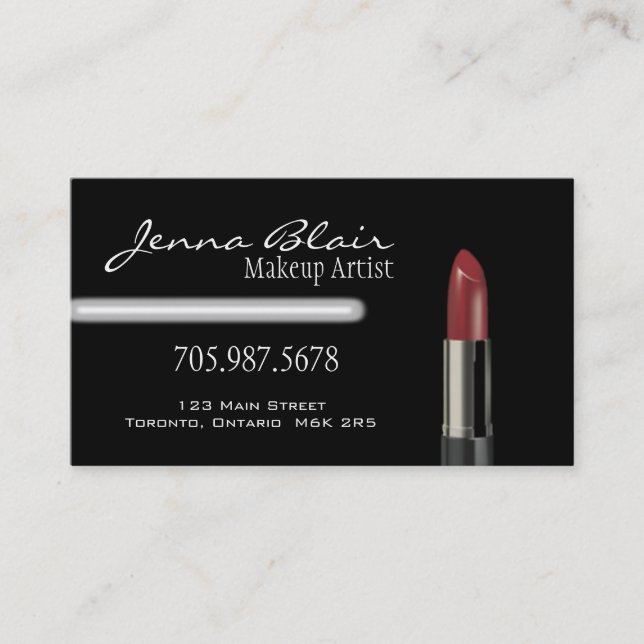 Red Lipstick Makeup Artist Business Card (Front)