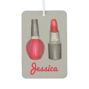 Red Lipstick Nail Polish Makeup Fashionista Gift Air Freshener