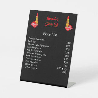 Red Lipstick on The Tongue Black with Custom Name Pedestal Sign