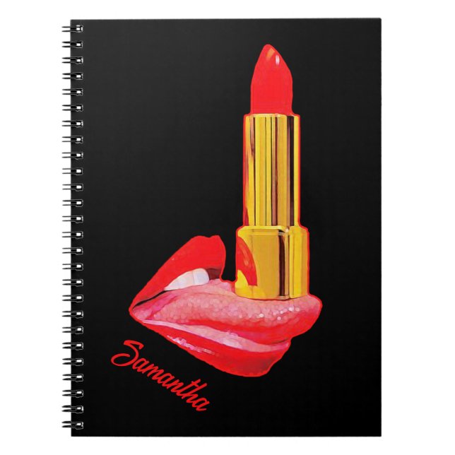 Red Lipstick on The Tongue with Personalization Notebook (Front)