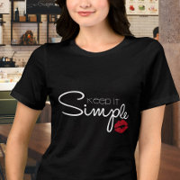  Red Lipstick Print Keep it Simple Black T-Shirt