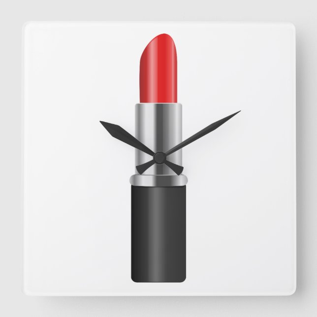 Red lipstick. square wall clock (Front)