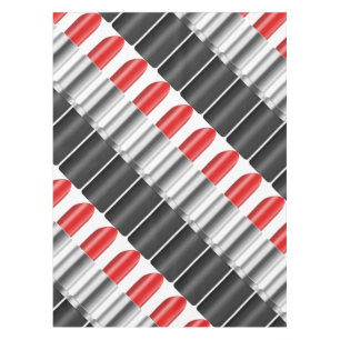 Red lipstick. tablecloth