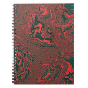 Red Liquid Marble Abstract Pattern Notebook