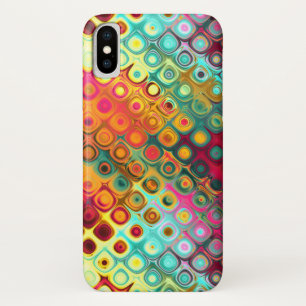 Red Liquid Rainbow Dots Abstract Pattern iPhone X Case
