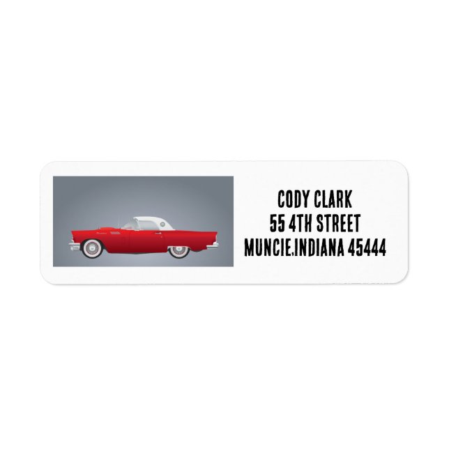 RED LITTLE CLASSIC CAR RETURN ADDRESS LABELS (Front)