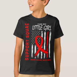 Red Little Girl Heart Disease Awareness Flag Graph T-Shirt