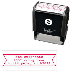 Red Little Ribbon Holiday Return Address Self-inking Stamp