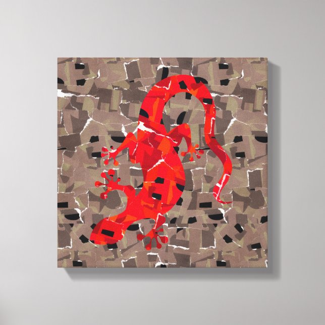 Red Lizard Collage Canvas Print (Front)