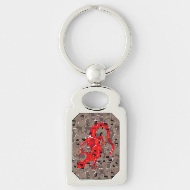 Red Lizard Collage Keychain (Front)