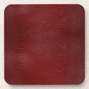Red Lizard Leather Print Coaster
