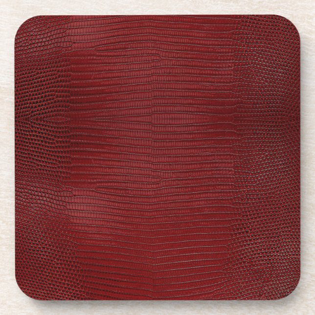 Red Lizard Leather Print Coaster (Front)
