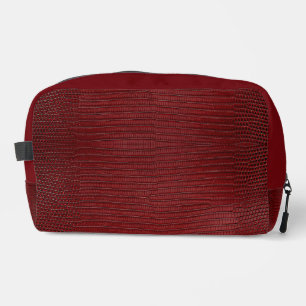 Red Lizard Leather Print Dopp Kit