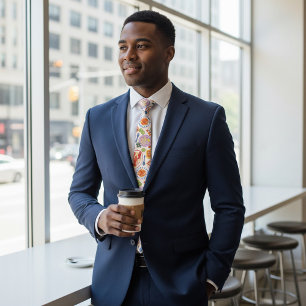 Red Lobster and Shrimp Seafood Pattern Neck Tie