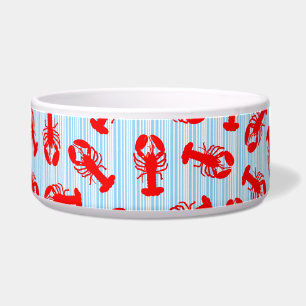 Red Lobster Animal Pattern on Blue Stripes