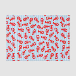 Red Lobster Animal Pattern on Blue Stripes Tissue Paper
