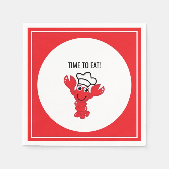 Red Lobster Bake Chef Hat Stripe Napkin (Front)